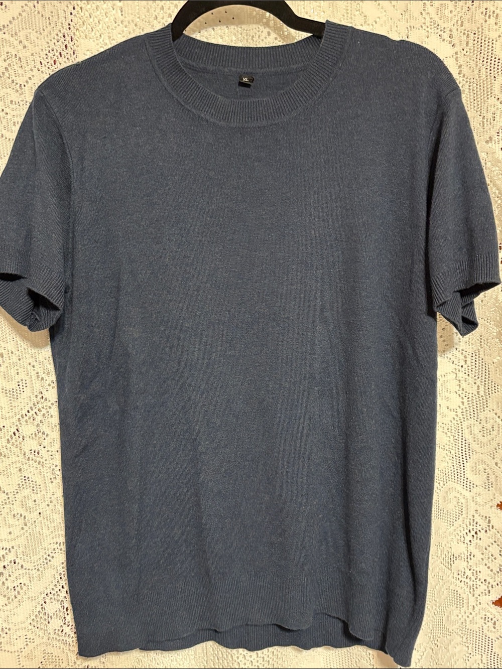 Women’s Crewneck wool & viscose Short-Sleeve Shirt - Blue